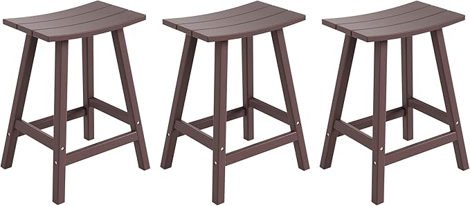 WestinTrends Malibu Malibu 24 Inch Counter High Saddle Stools (Set of 3), Dark Brown