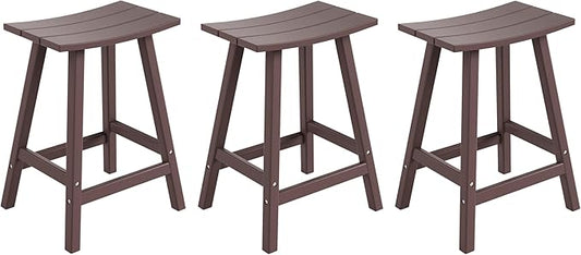 WestinTrends Malibu Malibu 24 Inch Counter High Saddle Stools (Set of 3), Dark Brown