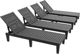 4 Patio Lounge Chair, Resin Outdoor Chaise Lounge with Waterproof Design & Lightweight Frame - Photo 1