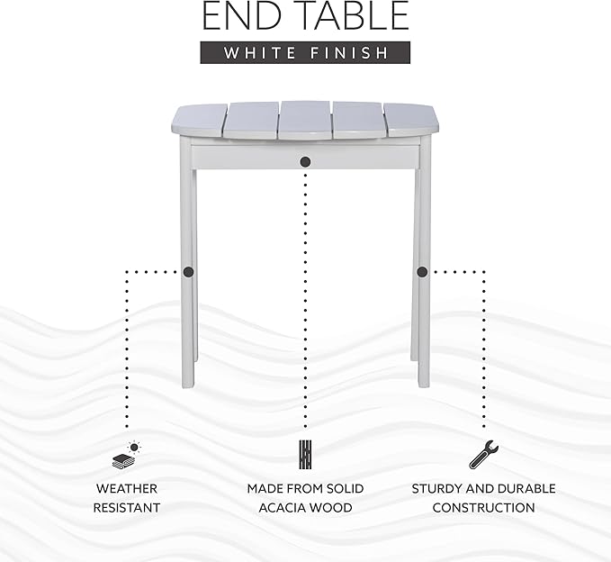 Linon Adirondack, White End Table, 18.5"D x 18.11"W x 18.11"H