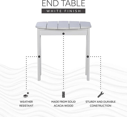 Linon Adirondack, White End Table, 18.5"D x 18.11"W x 18.11"H