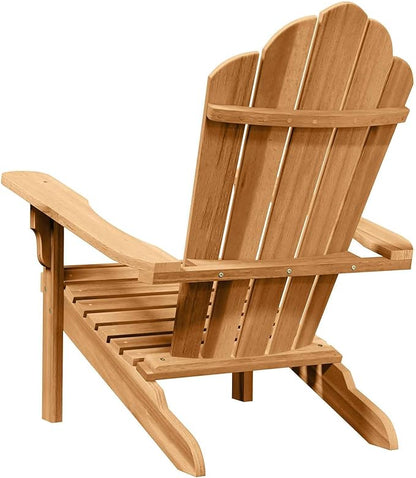 2-Piece Brown Adirondack Chair Set in Solid Teak Wood with Reclining Backrest and Carved Armrests for Garden and Patio Relaxation, Measuring 78 x 77 x 95 cm