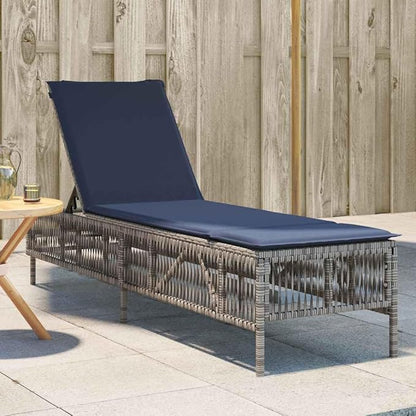 Grey PE Rattan Chaise Lounge for Patio, 78 x 21.7 x 37.8 in Adjustable Sun Lounger Outdoor with Removable Cushion, UV-Resistant Recliner for Garden, Poolside, Deck