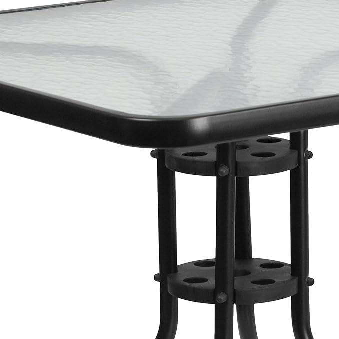 Flash Furniture Barker 31.5" Square Indoor/Outdoor Tempered Glass Metal Frame Side Table - Photo 6