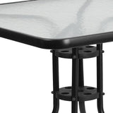 Flash Furniture Barker 31.5" Square Indoor/Outdoor Tempered Glass Metal Frame Side Table - Photo 6