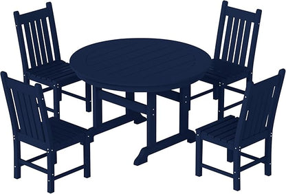 Costaelm Armless Outdoor Chair, Patio Adirondack Chair, HDPE Poly Lumber Waterproof Restaurant Bistro Kitchen Dining Chair for Outside Porch Backyard Garden, Navy Blue