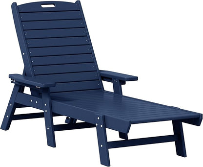 WO WESTIN OUTDOOR HDPE Laguna Poly Reclining Chaise Lounge, Navy Blue