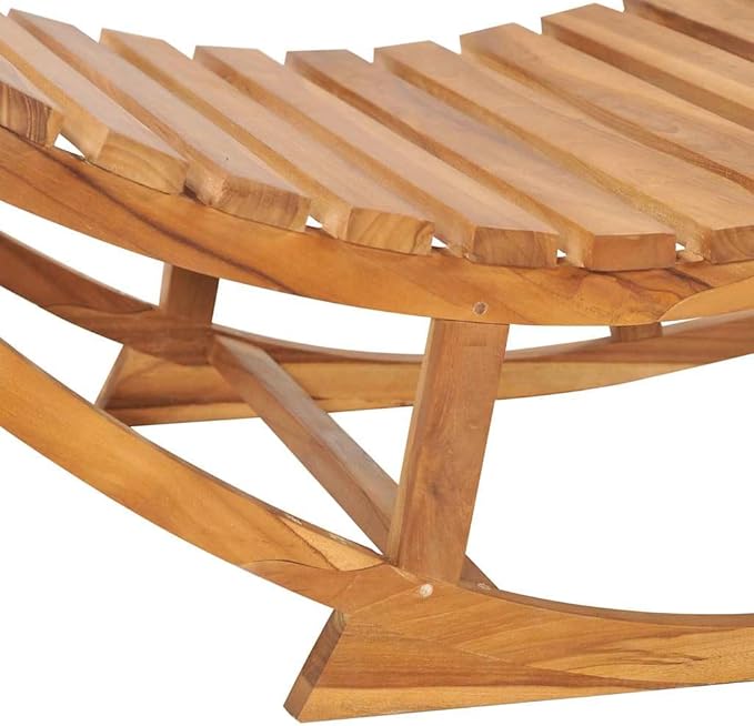 vidaXL Solid Teak Wood Rocking Sun Lounger with Royal Blue Cushion – Stylish Outdoor Furniture for Garden, Pool, Patio, Balcony – Weather-Resistant and Long Lasting, Dimensions: 23.6 x 70.9 x 28