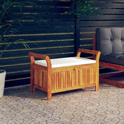 Patio Storage Bench,Living Room Benches, Outdoor Benches for Garden, Porch, Balcony, Outdoor, Lawn, Patio, Entrance Terrace Seating with Cushion 35.8" Solid Wood Acacia