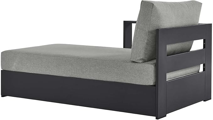 Modway Tahoe Aluminum Outdoor Chaise Lounge Gray with Weather-Resistant Cushions, Modular Left-Facing Patio Lounger for Pool Furniture or Sectional Sofa Set