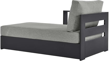 Modway Tahoe Aluminum Outdoor Chaise Lounge Gray with Weather-Resistant Cushions, Modular Left-Facing Patio Lounger for Pool Furniture or Sectional Sofa Set