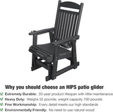 Poly Lumber Patio Glider for One Person, with Cup Holders, High Backrest and Deep Contoured Seat, HIPS Material - Photo 3