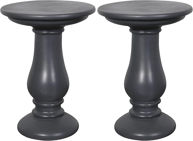 UPHA 2-Piece Outdoor Patio Round Side Table,Concrete Accent End for Outside Yard, Deck, Living Room, Bedroom, Grey