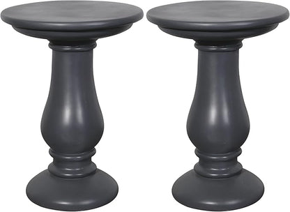 UPHA 2-Piece Outdoor Patio Round Side Table,Concrete Accent End for Outside Yard, Deck, Living Room, Bedroom, Grey