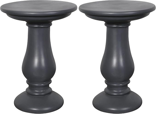 UPHA 2-Piece Outdoor Patio Round Side Table,Concrete Accent End for Outside Yard, Deck, Living Room, Bedroom, Grey