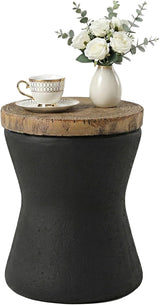 HOMPUS Outdoor Concrete Side Table, Modern Hourglass Pedestal End Table, Multi-Functional Round MgO Coffee Table - Photo 7
