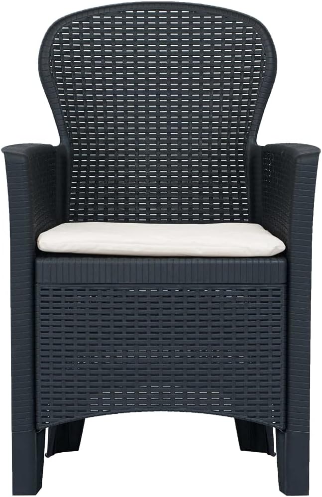 Balcony Furniture Outdoor Wicker Chair Patio Chairs for Patio, Porch, Backyard, Balcony, Poolside and Garden Patio Chairs 2 pcs with Cushion Anthracite Plastic Rattan Look