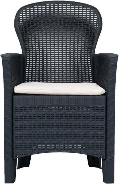 Balcony Furniture Outdoor Wicker Chair Patio Chairs for Patio, Porch, Backyard, Balcony, Poolside and Garden Patio Chairs 2 pcs with Cushion Anthracite Plastic Rattan Look
