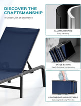 Patio Chaise Lounge Chair Set of 4, Foldable Lounge Chair for Outside, Aluminum Chairs with 5 Adjustable Backrest - Photo 5