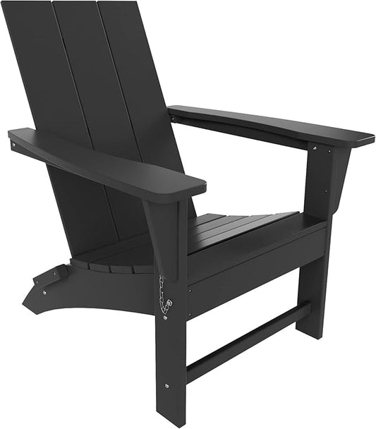 WO Home Furniture HDPE Adirondack Chair Folding Poly Lumber All Weather UV/Fade Resistant Heavy Duty for Patio, Backyard, Balcony, Garden, Lawn (Gray)…
