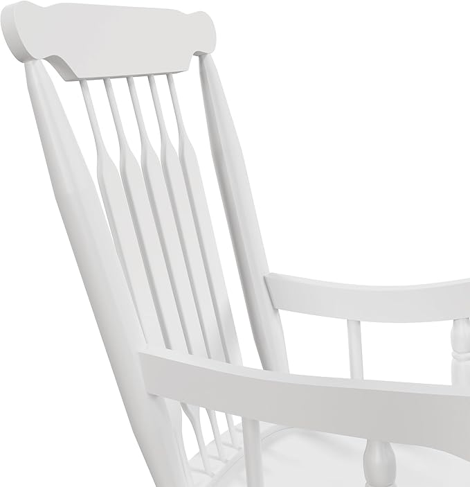 Outsunny Outdoor Wood Rocking Chairs Set of 2, 350 lbs. Porch Rockers with High Back for Garden, Patio, Balcony, White