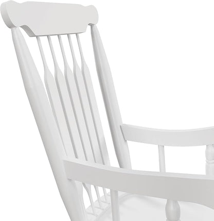 Outsunny Outdoor Wood Rocking Chairs Set of 2, 350 lbs. Porch Rockers with High Back for Garden, Patio, Balcony, White