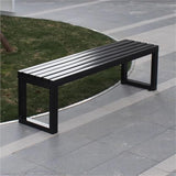 Outdoor Bench Without Backrest, Metal Garden Bench with Reserved Fixing Holes, Patio Bench Weatherproof - Photo 1
