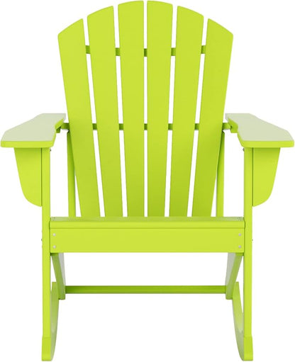 WestinTrends Dylan Outdoor Patio Poly Plastic Adirondack Rocking Chair, Lime