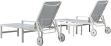 PURPLE LEAF Lounge Chair Outdoor Set 2 Pieces White Aluminum Chaise Lounge with Armrest and Wheels for Pool Deck Patio - Photo 9