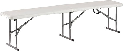 Plastic Folding Bench - Portable Bench Used for Indoor, Outdoor, Picnic, Party, Camping, Dining Seat, Garden Soccer Multipurpose Entertaining Activities, White (1, White, 6 Feet)