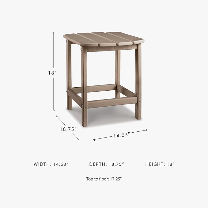 Signature Design by Ashley Sundown Treasure Outdoor Patio HDPE Weather Resistant End Table, Brown