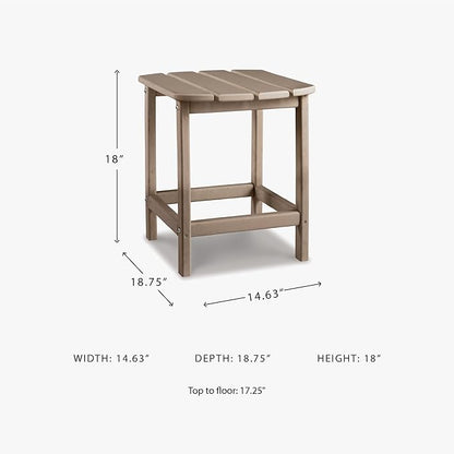 Signature Design by Ashley Sundown Treasure Outdoor Patio HDPE Weather Resistant End Table, Brown
