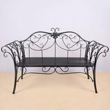 Retro Metal Garden Bench, 2-Seater Loveseat with Curved Backrest & Armrests, Outdoor Patio Furniture for Yard, Porch - Photo 1