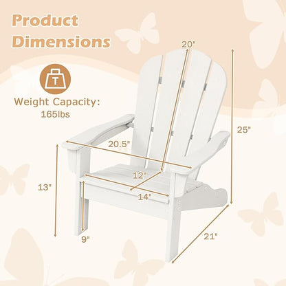 Costzon Kids Adirondack Chair, All-Weather HDPE Patio With High Backrest, Armrests, Fire Pit for Ages 3-8, Indoor Outdoor Lounge for Garden, Lawn, Yard (1,White)