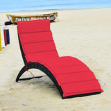 COSTWAY Folding Rattan Lounge Chair Outdoor, Patio Wicker Chaise Lounge with Soft Cushion - Photo 4