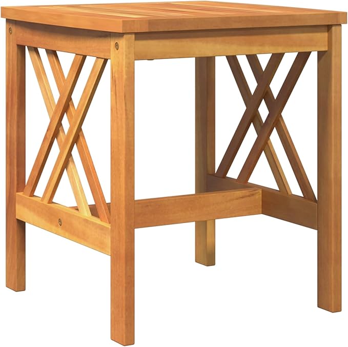 Outdoor Side Table, Solid Acacia Wood End Table for Patio, Garden, or Backyard, 18-Inch Small Round Side Table with Oiled Finish, Weather-Resistant Accent Furniture for Drinks and Books