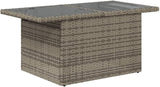 Outdoor Patio Table Grey Synthetic Rattan Rectangular Adjustable Height Tempered Glass Top for Garden Balcony Terrace - Photo 7