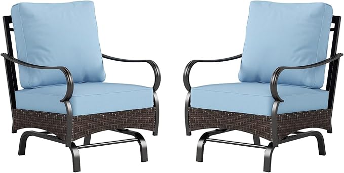 Sophia & William Extra Large Outdoor Patio Motion Sofa Chairs Set 2 PCS Heavy-Duty Metal Porch Furniture with High Back - Photo 1