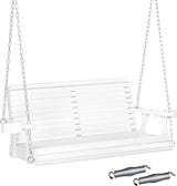 VINGLI XL Size Patio Wooden Porch Swing Outdoor with Cup Holders - Photo 1
