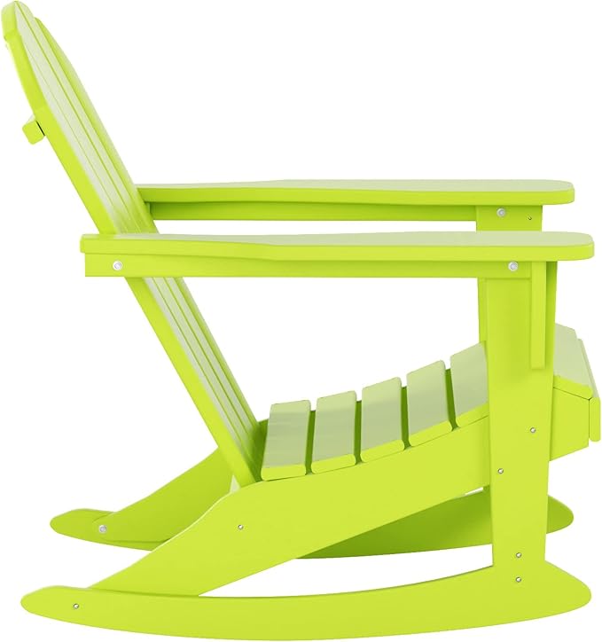 WestinTrends Malibu Outdoor Patio Porch Rocking Adirondack Chair (Set of 4), Lime