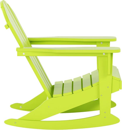 WestinTrends Malibu Outdoor Patio Porch Rocking Adirondack Chair (Set of 4), Lime