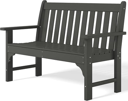 Costaelm Garden Bench, Farmhouse Park Front Porch for Entryway Bench Outdoor Seating Low Bench Patio Bench Outside/Indoor, Gray
