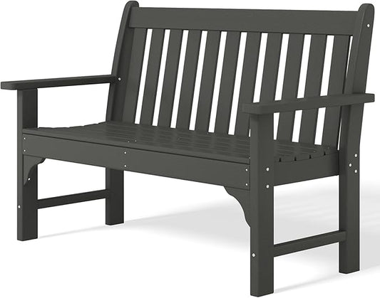 Costaelm Garden Bench, Farmhouse Park Front Porch for Entryway Bench Outdoor Seating Low Bench Patio Bench Outside/Indoor, Gray