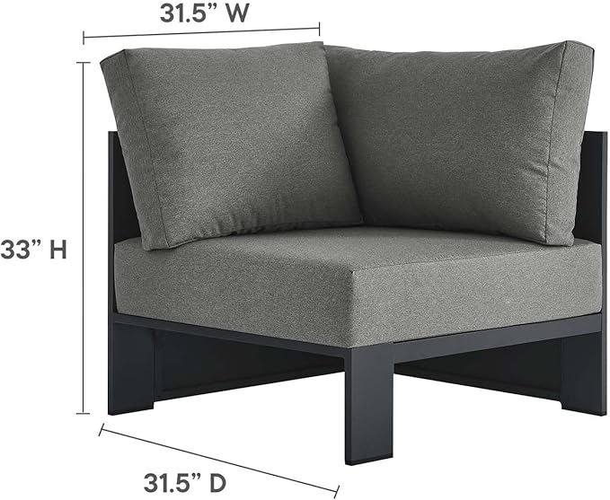 Modway Tahoe Aluminum 3-Piece Outdoor Patio Furniture Gray Charcoal - Photo 6