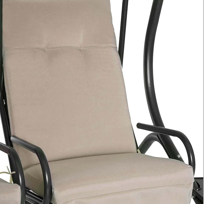 Outsunny Patio Swing Chair with 2 Separate Seats, Outdoor Swing Glider with Removable Canopy and Cup Holders, for Porch - Photo 9