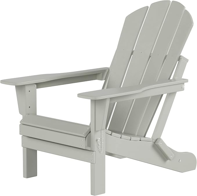 Costaelm Folding Patio Chairs Set of 2, Hdpe Adirondack Chairs Front Porch Furniture Outdoor Seating, All Weather Tanning Chair for Backyard Firepit Garden Lawn, Sand