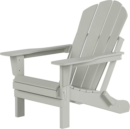 Costaelm Folding Patio Chairs Set of 2, Hdpe Adirondack Chairs Front Porch Furniture Outdoor Seating, All Weather Tanning Chair for Backyard Firepit Garden Lawn, Sand