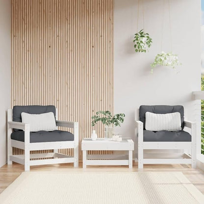 Set of 2 Outdoor Garden Chairs, Solid Pine Wood Patio Furniture with Rustic Design, Comfortable Seating for Backyard, Porch, and Terrace, White