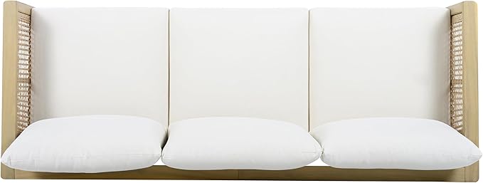 Merax Patio Acacia Wood PE Wicker 3-Seater Sofa with Waterproof Detachable Cushion, Outdoor Furniture - Photo 10