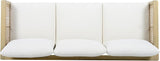 Merax Patio Acacia Wood PE Wicker 3-Seater Sofa with Waterproof Detachable Cushion, Outdoor Furniture - Photo 10